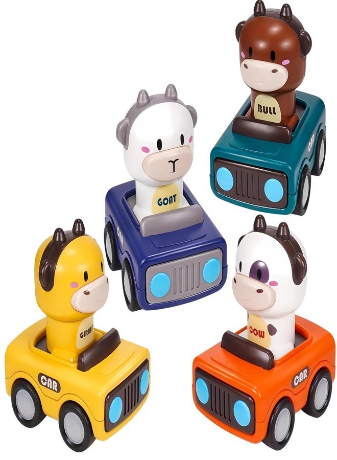 Crackles Press & Go Animal Toy on Car with Twistable Head - Push and Go Cartoon Animal for Babies & Toddlers - Cute Friction Powered Car Toy - Random Animal - Pack of 1 - Image 1